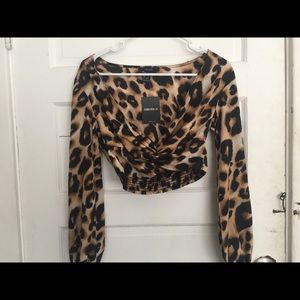 Forever 21 Cheetah Print Front Twist Top